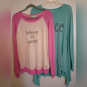 2 Peace Love World Aqua And Pink And Cream Shirts Women's Sz M